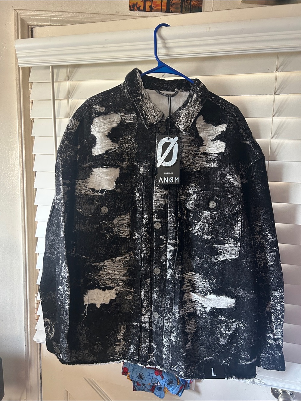 Black & White Distressed Shirt Jacket - Men